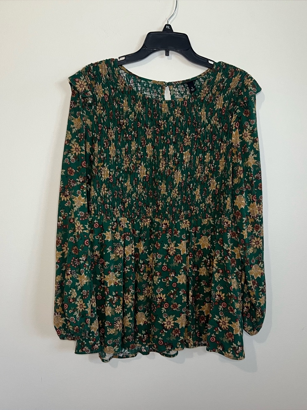 torrid Green Floral Smocked Peasant Blouse